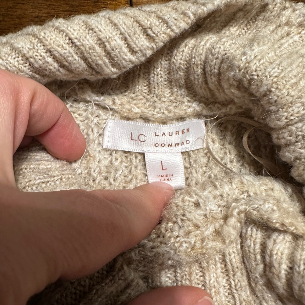 LC Lauren Conrad Mock Neck Cream Sweater - Picture 3 of 4